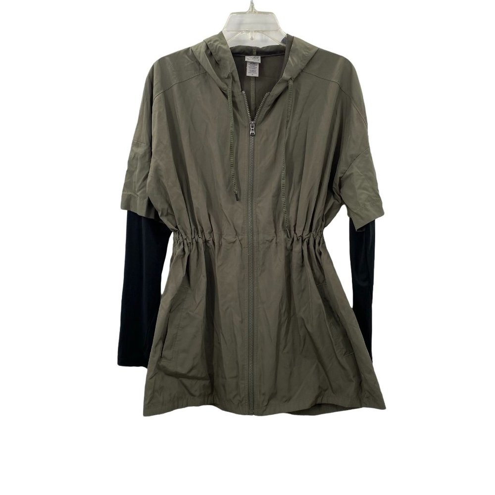 CHAMPION LAYERED LOOK HOODED GREEN TOP WOMENS SIZE MEDIUM